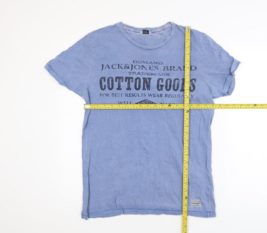 Jack & Jones Men's Blue Vintage Graphic Cotton T-Shirt Size L