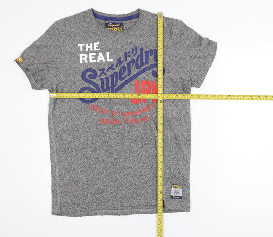 Superdry Men's Grey Graphic Print Crew Neck Short Sleeve T-Shirt Size L