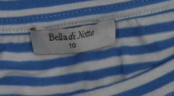 Bella di Notte Women’s Blue Striped Long Sleeve Boat Neck T-Shirt Size 10