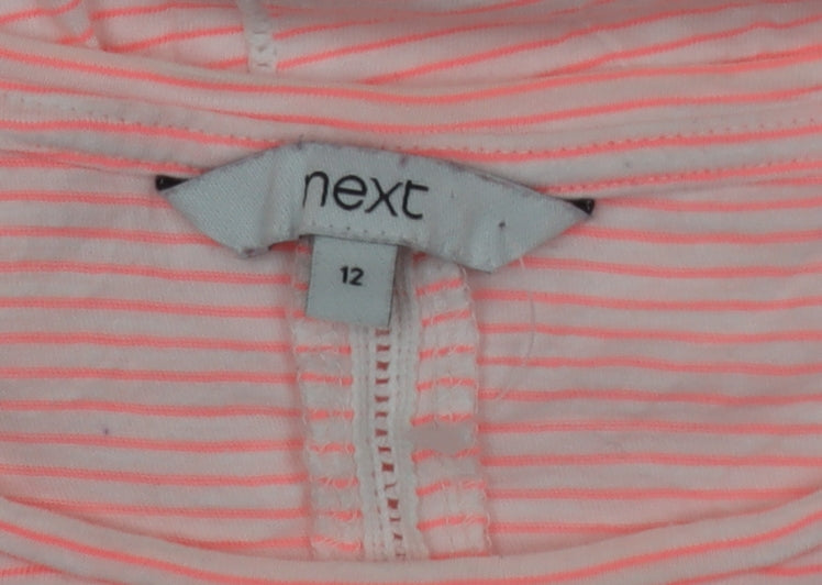 Next Women's Pink Striped Floral Embroidered T-Shirt Size 12