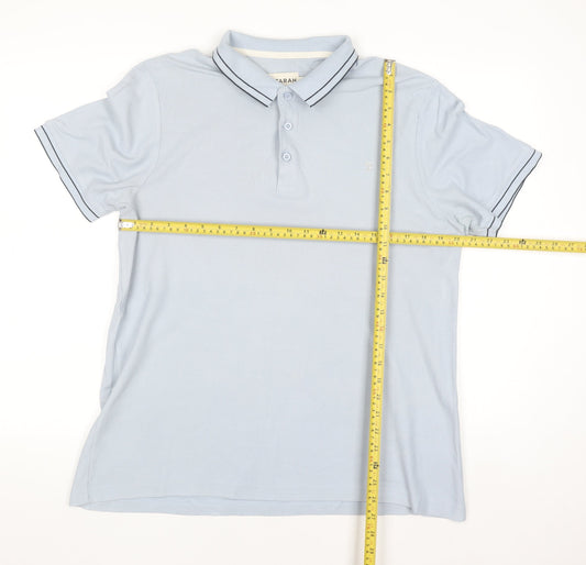 Farah Men's Light Blue Modern Fit Cotton Polo Shirt L