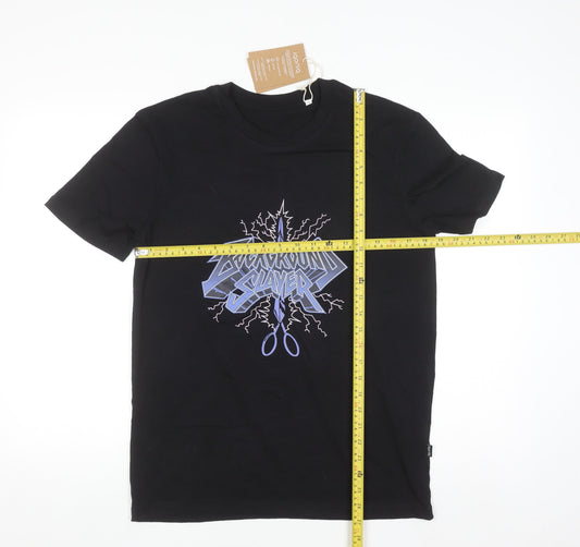 Iqoniq Men's Black 'Background Slayer' Graphic Cotton T-Shirt Size S