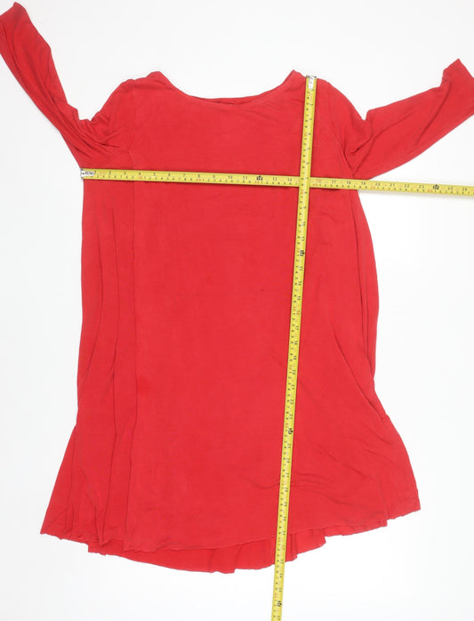 COS Women's Red Shift Dress S 3/4 Sleeve Boat Neck Casual Lightweight