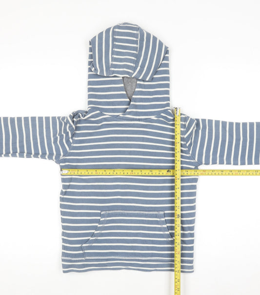 John Lewis Boys Blue Striped Cotton Pullover Hoodie Size 10 Years