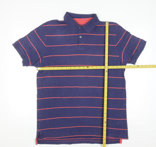 Charles Tyrwhitt Men's Blue Striped Cotton Polo Shirt Size L