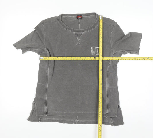 Diesel Men's Grey Cotton Crew Neck Short Sleeve T-Shirt L