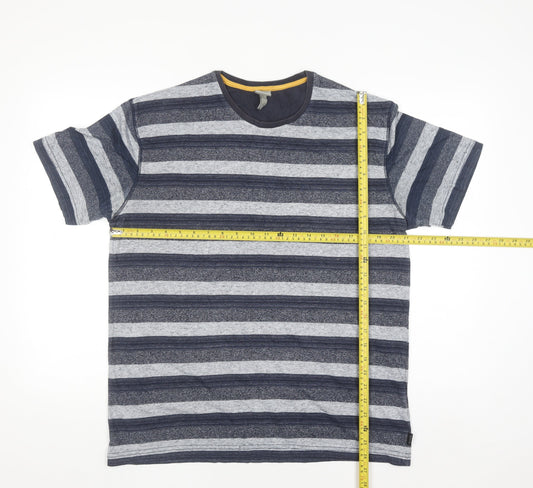 Bench Men’s Grey Blue Striped Short Sleeve T-Shirt M