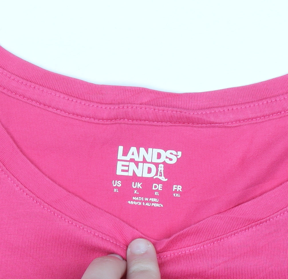 Lands' End Women’s Pink XL Short Sleeve Cotton T-Shirt
