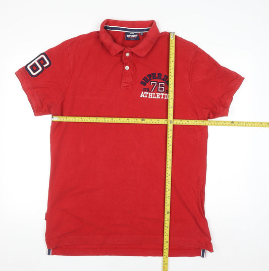 Superdry Men's Red 2XL Polo Shirt Athletic Embroidered Logo