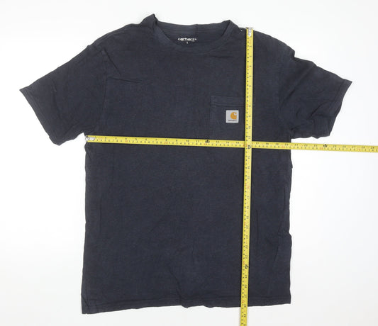 Carhartt Work In Progress Men's Navy Blue Cotton Crew Neck T-Shirt L