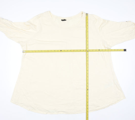 Evans Women Ivory 3/4 Sleeve Scoop Neck Cotton T-Shirt Size 30/32