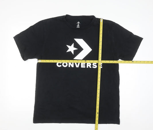 Converse Men's Black Graphic Logo T-Shirt Size L Crew Neck
