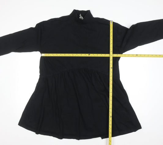 ASOS Women Black Size 12 Shift Dress Long Sleeve High Neck