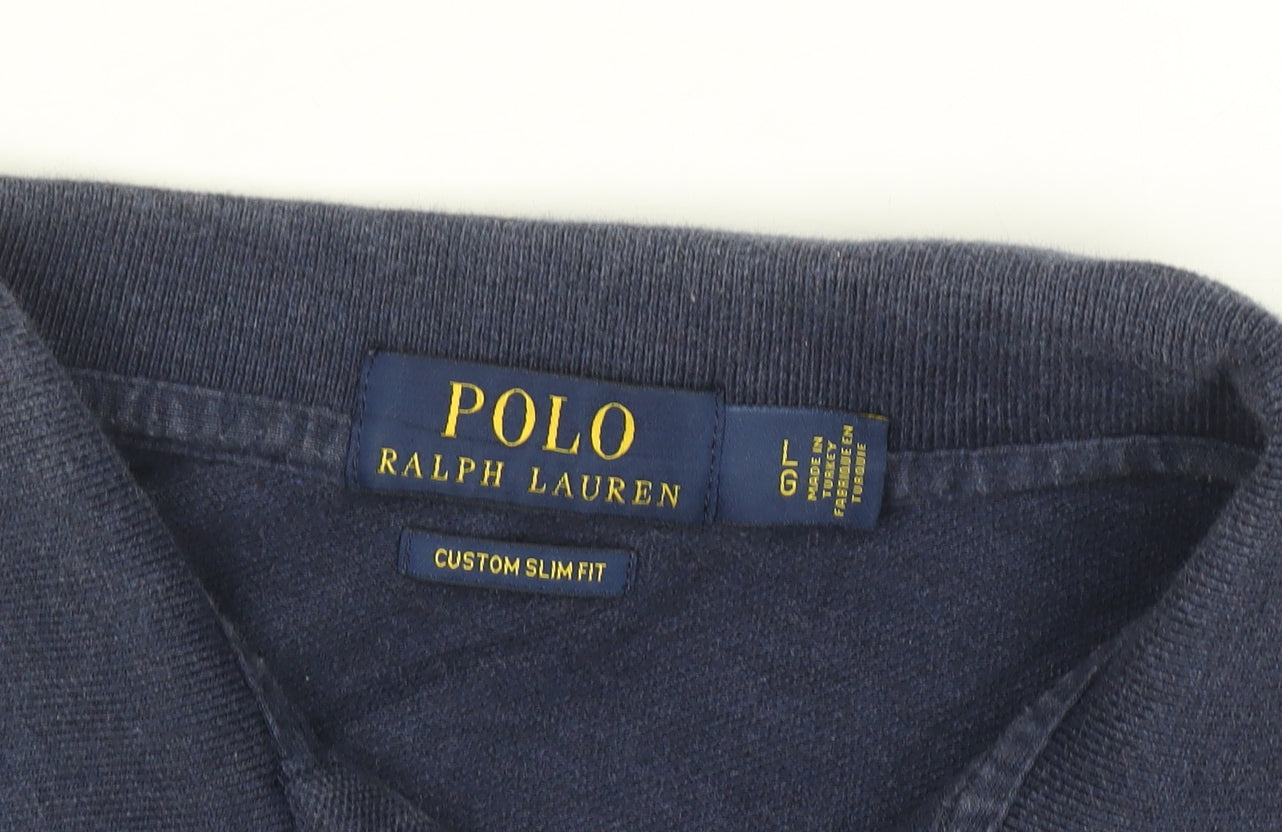 Ralph Lauren Men's Blue Slim Fit Cotton Polo Shirt Size L
