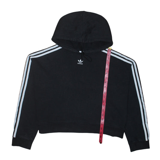 Adidas Women Black Size 16 Cropped Hoodie with Stripes
