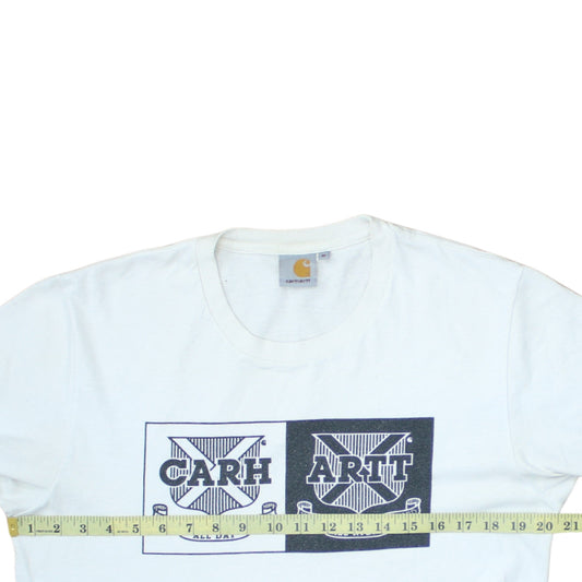 Carhartt Men's White Graphic Crest Short Sleeve Cotton T-Shirt M