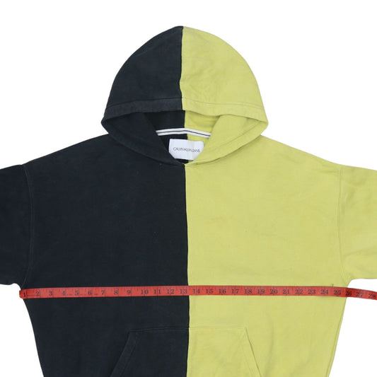 Calvin Klein Jeans Womens Black & Yellow Pullover Hoodie M Cotton Colourblock