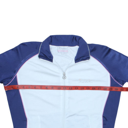 Champion Women White & Blue Full Zip Heritage Fit Sweatshirt M