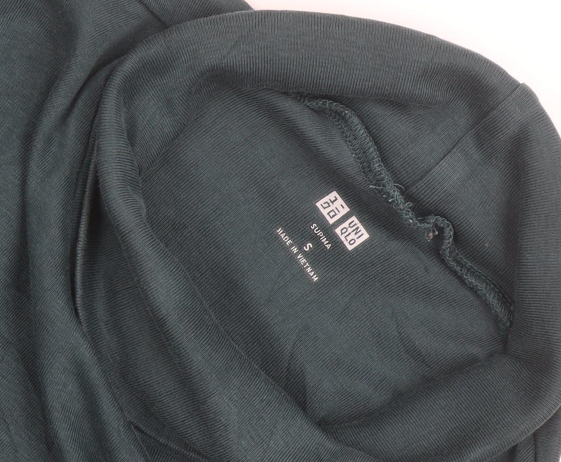 Uniqlo Women’s Green Roll Neck Supima Cotton Long Sleeve Top Size S