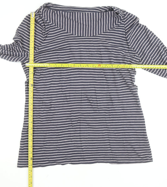 Laura Ashley Women’s Blue Striped Long Sleeve Boat Neck T-Shirt Size 20
