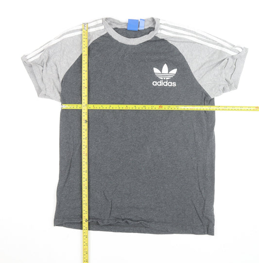 Adidas Mens Grey Raglan Crew Neck Short Sleeve T-Shirt Size L