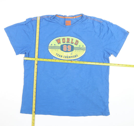 Goggles Men's Blue Motor Racing Graphic Crew Neck T-Shirt Size XL