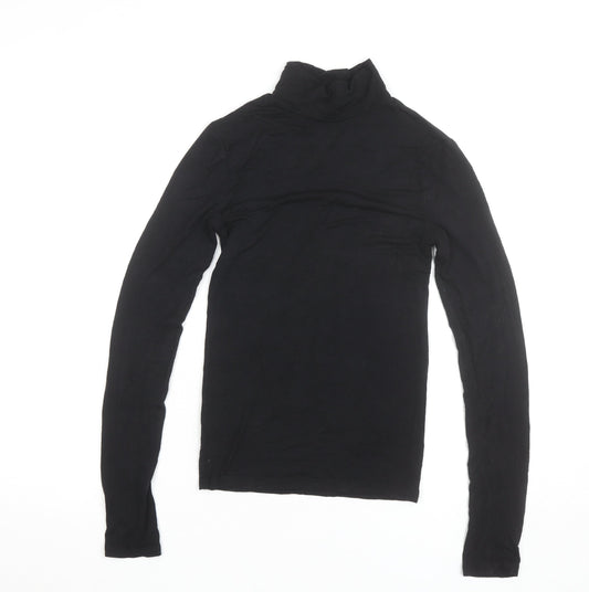 Stradivarius Women's Black Roll Neck Long Sleeve Basic Top Size S
