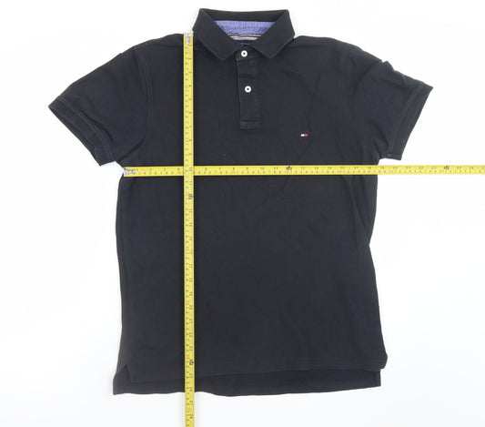 Tommy Hilfiger Men's Black Premium Pique Slim Fit Polo Shirt L