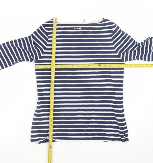Boden Women’s Multicoloured Striped Long Sleeve Cotton T-Shirt UK 12