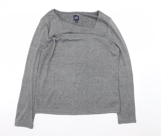 GAP Women Grey Boat Neck Long Sleeve Knit Top Size XL