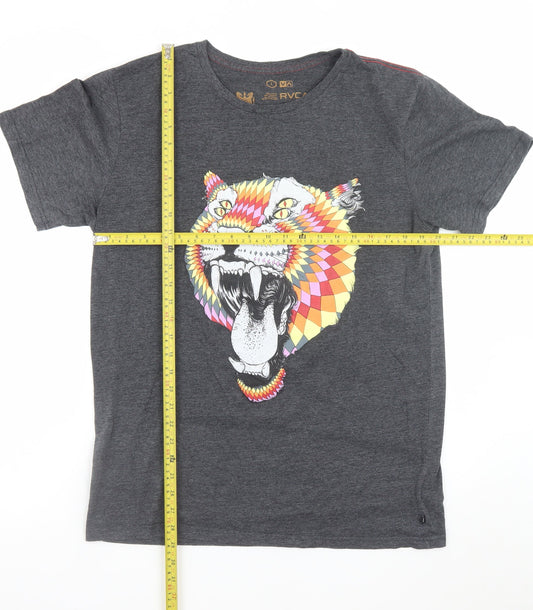 RVCA Men's Grey Large Animal Art Graphic T-Shirt