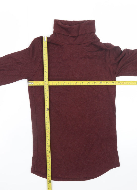 A.L.E. Women’s Burgundy Long Sleeve Roll Neck Jersey Top Size L