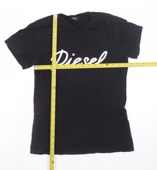 Diesel Men's Black Logo Cotton Crew Neck T-Shirt Size S