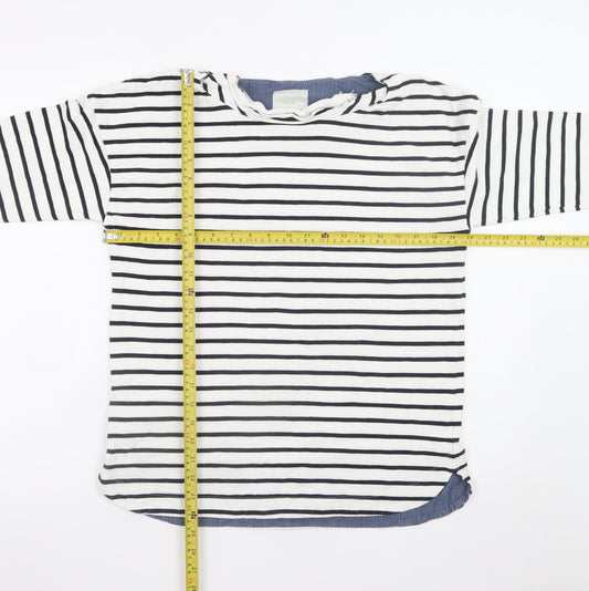 Next Women’s White Black Striped Cotton 3/4 Sleeve T-Shirt Size 10