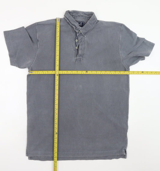 Crew Clothing Co. Men's Grey Cotton Short Sleeve Polo Shirt M