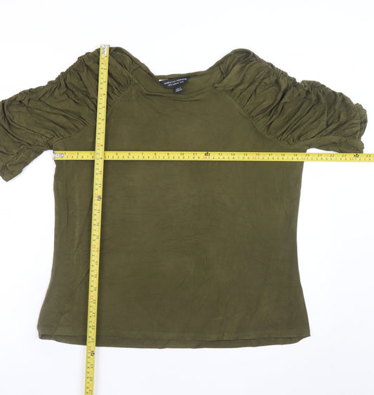 Dorothy Perkins Women Green Size 16 Puff Sleeve Tunic Blouse