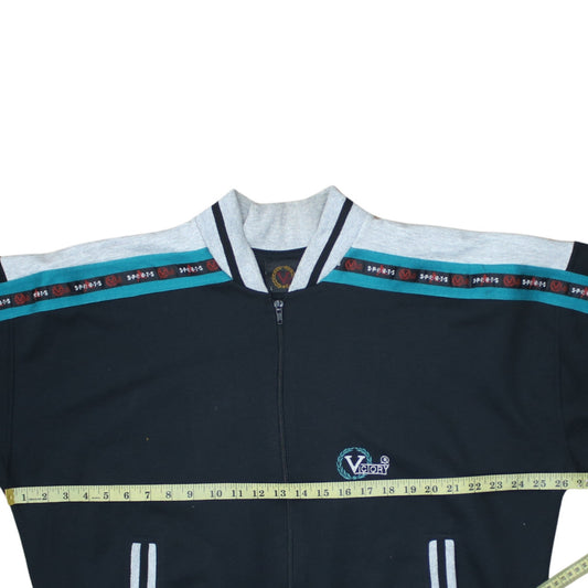 Victory Men's Black Track Jacket L Colourblock Sports Zip Up