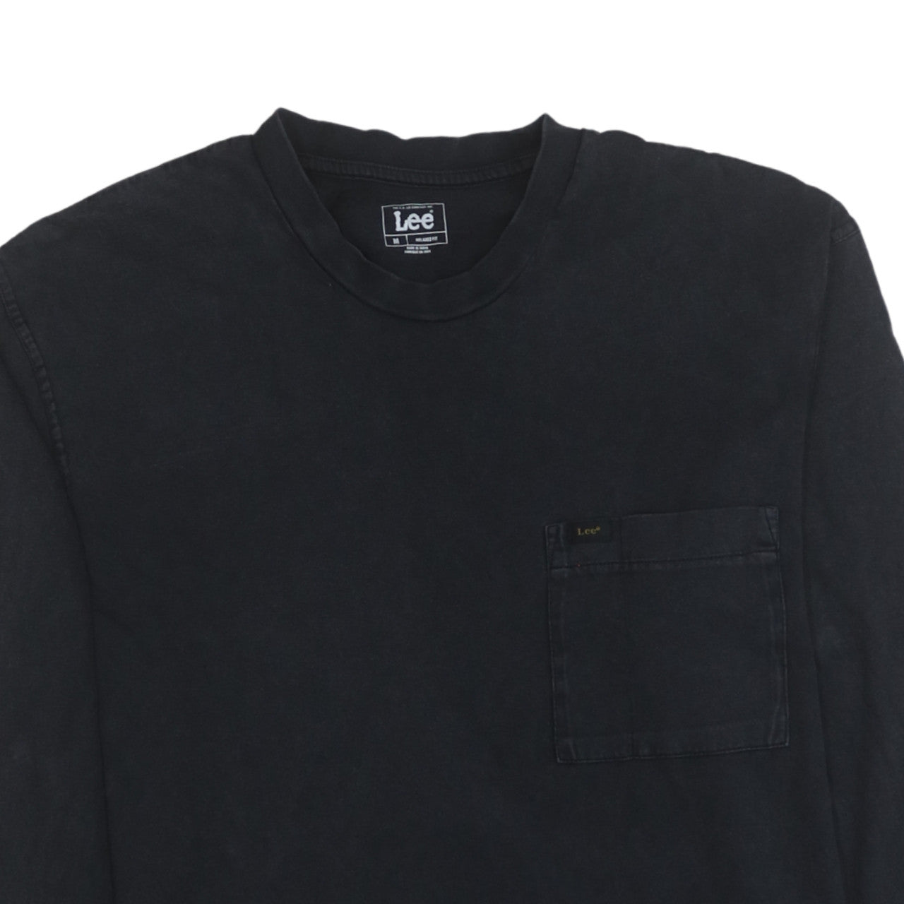 Lee Men's Black Cotton Long Sleeve Crew Neck Relaxed Fit T-Shirt M