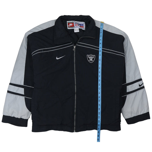 Nike Men’s Black Raiders Windbreaker Jacket L Sports Vintage