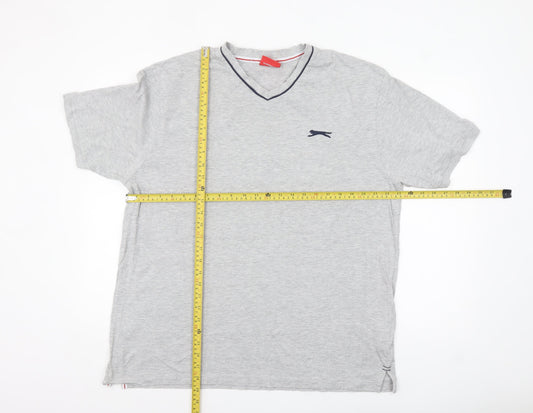 Slazenger Men's Grey V-Neck Short Sleeve Classic Fit T-Shirt XL
