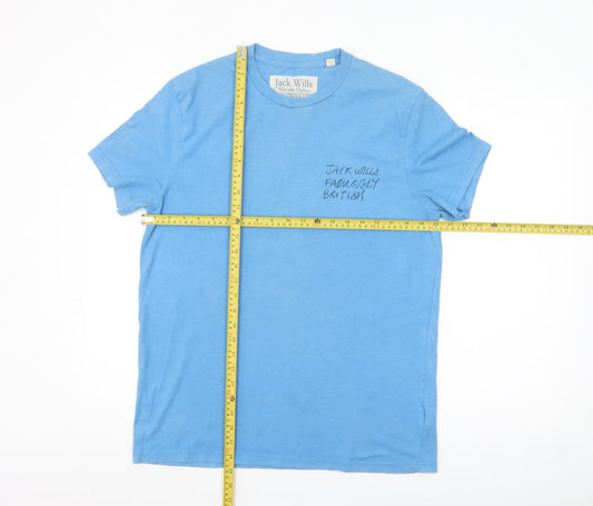 Jack Wills Men's Blue Regular Fit Crew Neck Cotton T-Shirt Size M