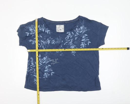 Fat Face Women's Blue Floral Cotton T-Shirt Size 18