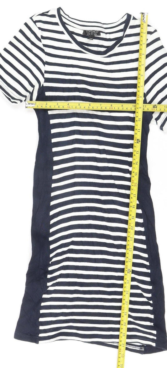 Topshop Women’s Navy Striped T-Shirt Dress Size 8