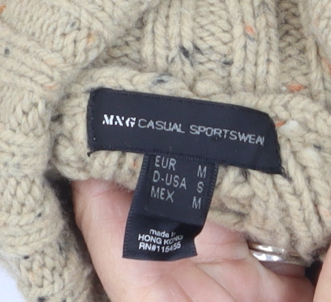 MNG Casual Sportswear Women's Beige Chunky Knit Roll Neck Jumper Size 12