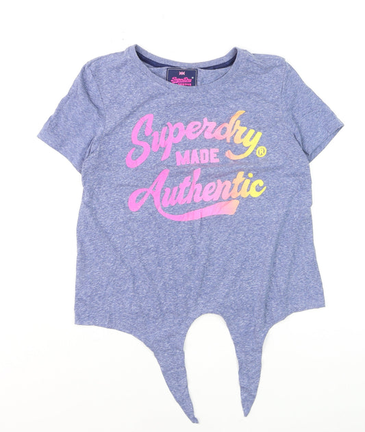 Superdry Women’s Blue Cropped T-Shirt Size S Short Sleeve Jersey