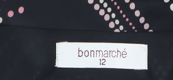 Bonmarché Women Black Geometric A-Line Knee Length Skirt Size 12