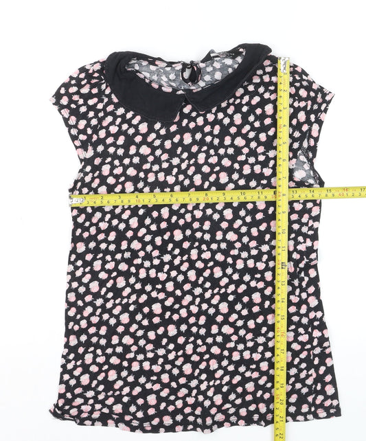 Dorothy Perkins Women's Black Floral Collared Blouse Size 12