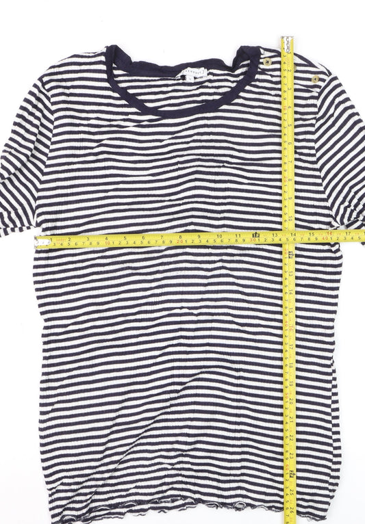 Warehouse Women Blue Striped Cotton Long Sleeve Pullover Jumper Size 12