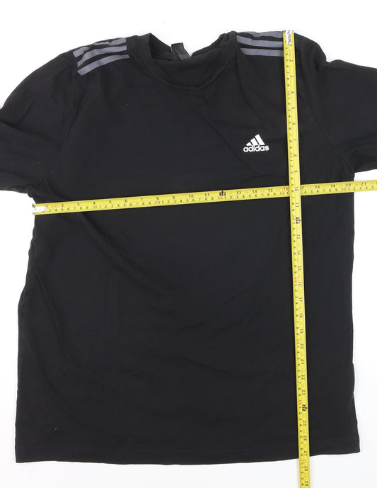 Adidas Men's Black Large Sports T-Shirt Breathable Cotton Crew Neck