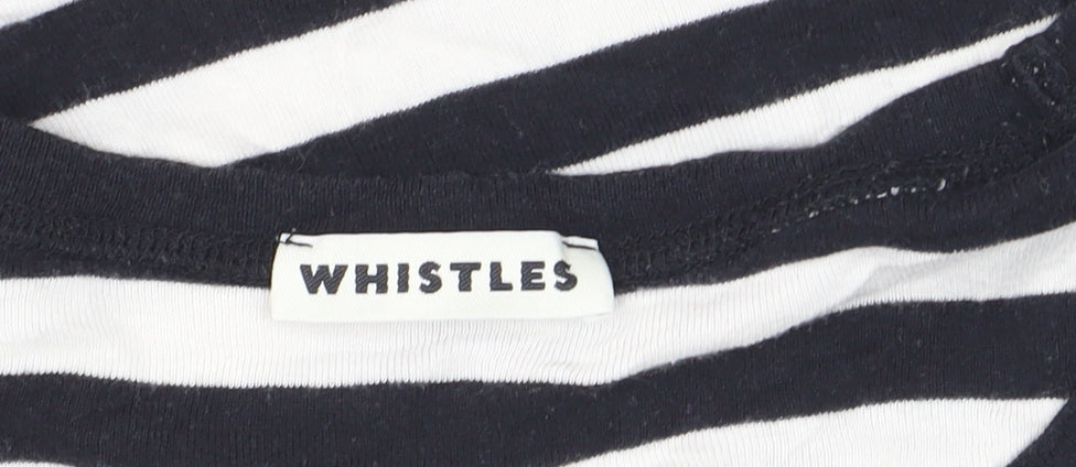 Whistles Women Black White Striped Long Sleeve Cotton Jersey Top Size 12